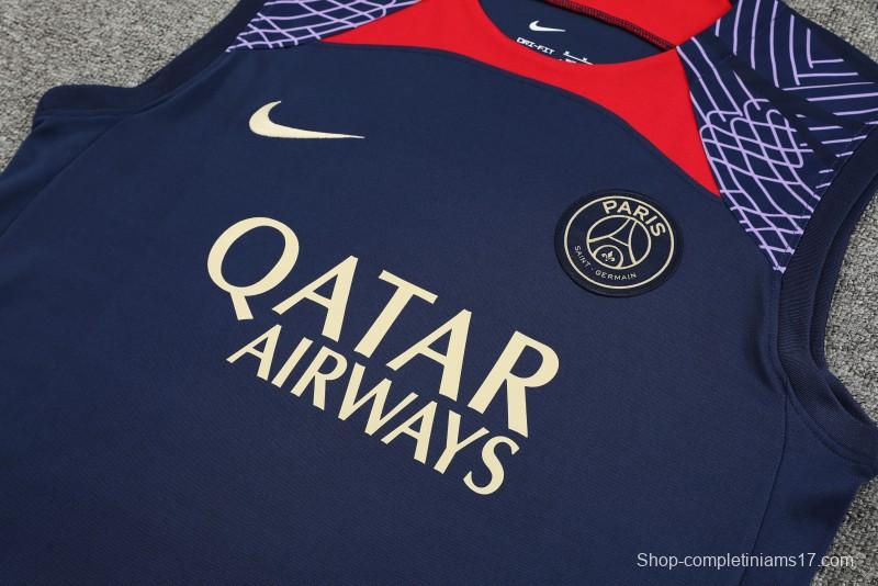 23-24 PSG Navy Vest Jersey+Shorts