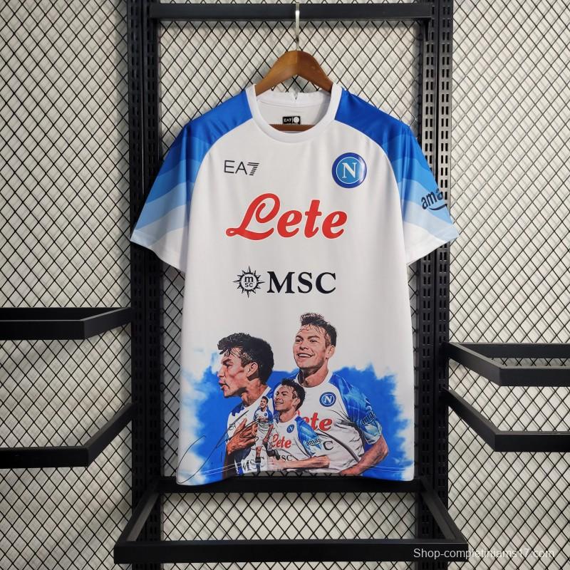 23-24 SSC Napoli Face Game Lozano White Jersey