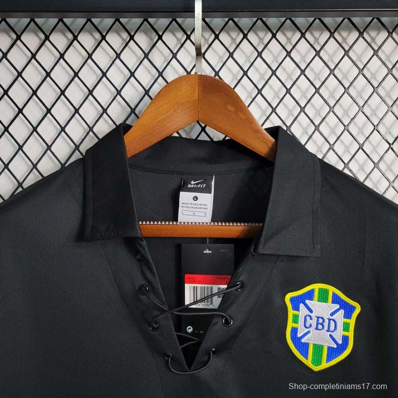 Retro 2004 Brazil Special Edition Black Long Sleeve Jersey