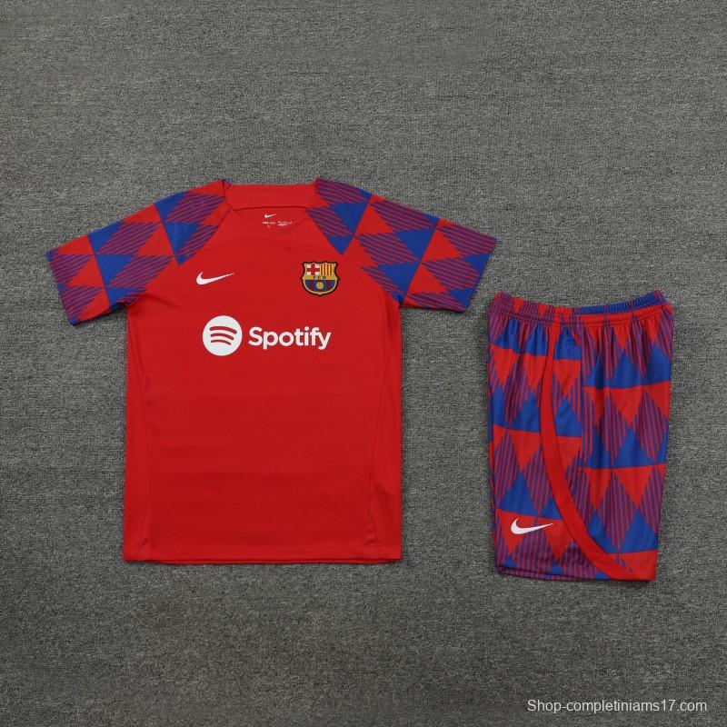 23-24  Barcelona Red Short Sleeve Jersey+Shorts