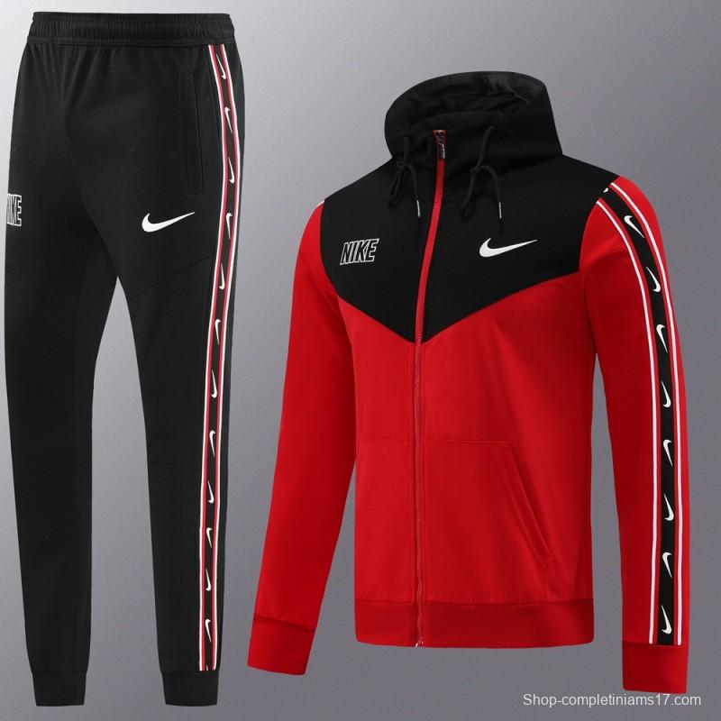 23/24 NIKE Black/Red Full Zipper Hooide Jacket+Pants