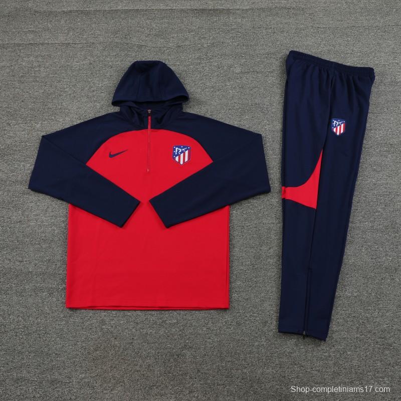 23/24 Atletico Madrid Red/Navy Half Zipper Jacket+ Pants