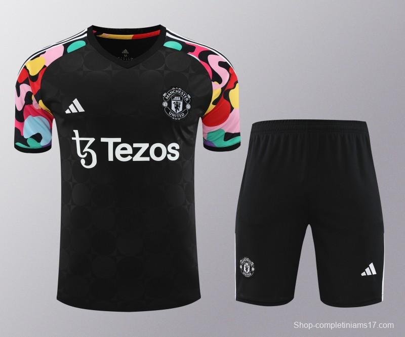 24/25 Manchester United Black Short Sleeve Jeresy+Shorts