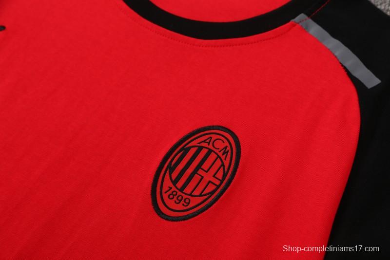 23/24 AC Milan Red/Black Cotton Short Sleeve Jersey+Shorts