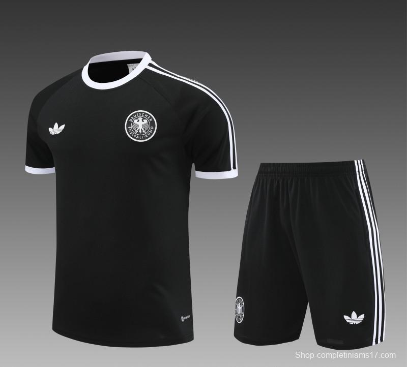 2024 Germany Black Cotton Short Sleeve Jersey+Shorts