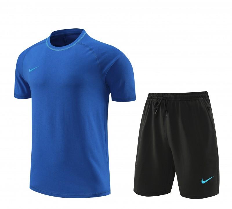 2024 Nike Blue Cotton Short Sleeve Jersey+Shorts