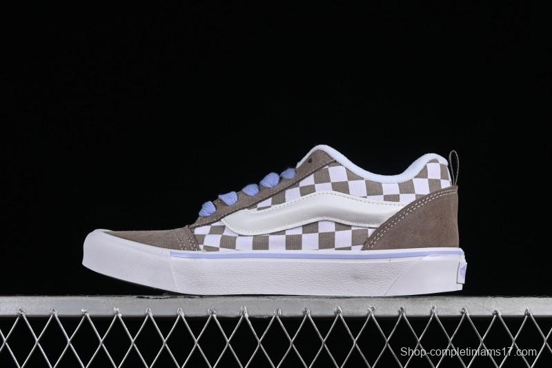 Vans Classics Knu Skool Retro Chunky Sneakers in Light Brown/Lilac Checkerboard - VN0009QC0AK