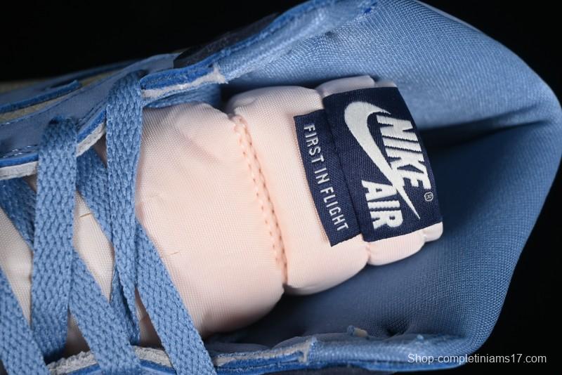 Nike Air Jordan 1 High OG "First in Flight" Basketball Shoes with UNC Blue and Yellow Accents - FD2596-400