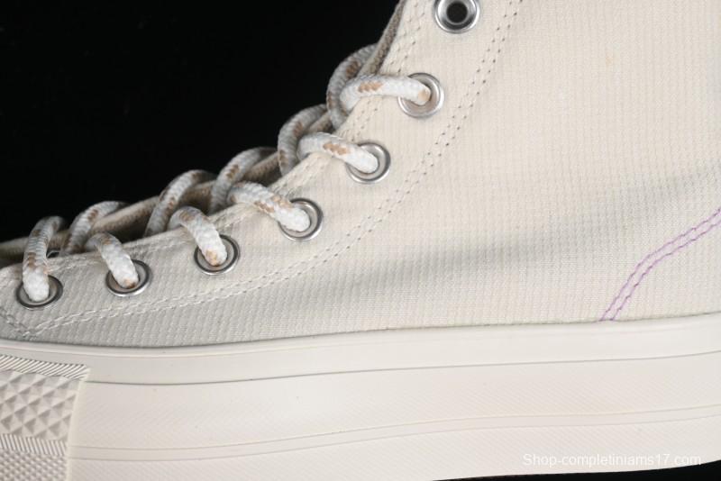 Converse Chuck All Star Lift Platform Utility White High Top Breathable Canvas Casual Shoes - A08767C