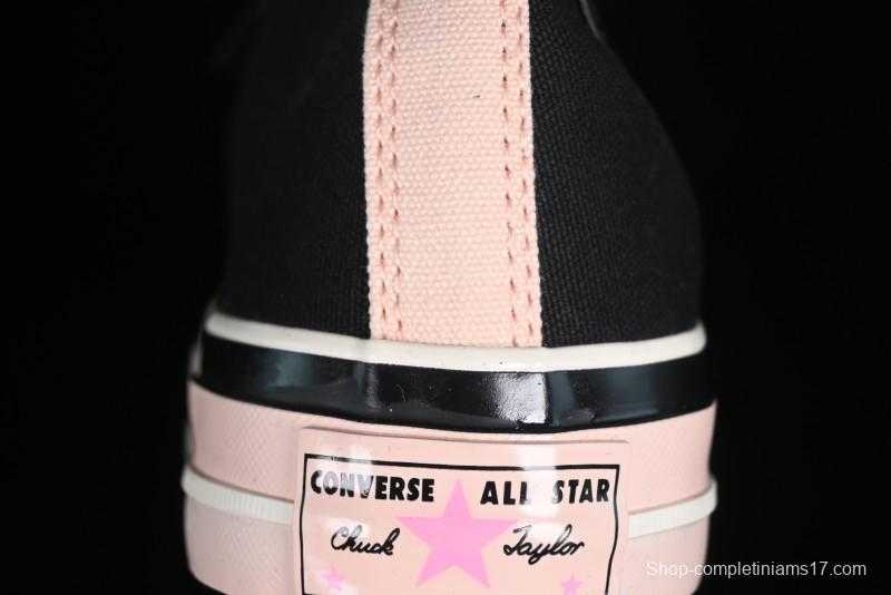 Converse Chuck 70s High Top Canvas Sneakers with Chain Accents in Black & Pink - A09539C