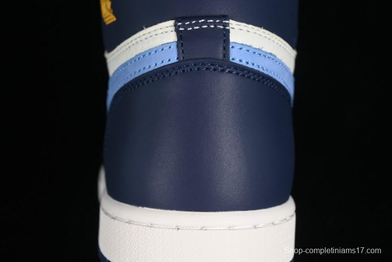 Nike Air Jordan 1 High OG "First in Flight" Basketball Shoes with UNC Blue and Yellow Accents - FD2596-400