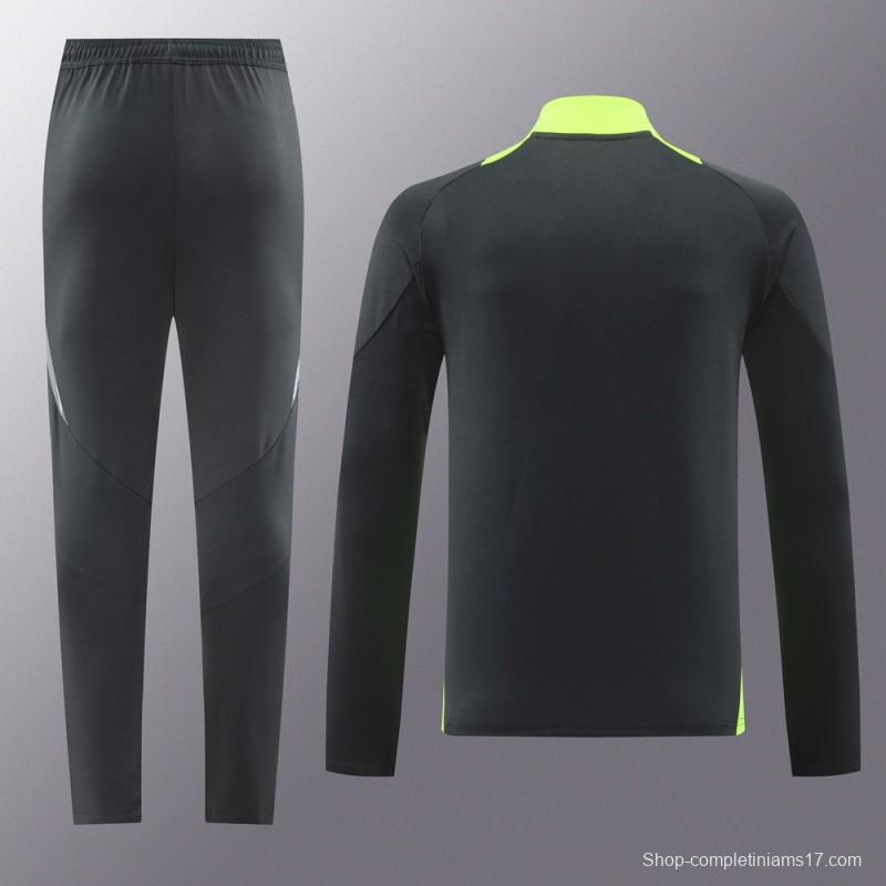 2024 Adidas Deep Grey Half Zipper Jacket +Long Pants