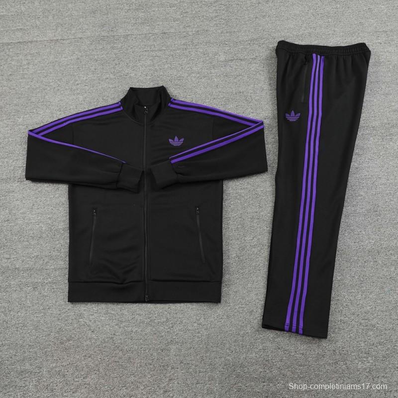 24/25 Adidas Original Black/Purple Full Zipper Jacket +Long Pants