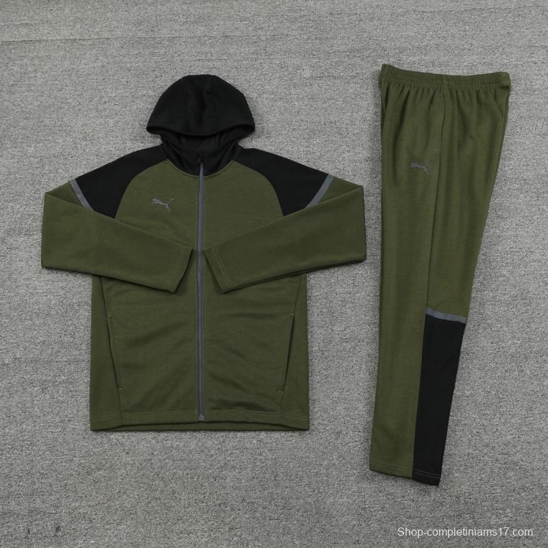 2024 Puma Dark Green Full Zipper Jacket +Long Pants