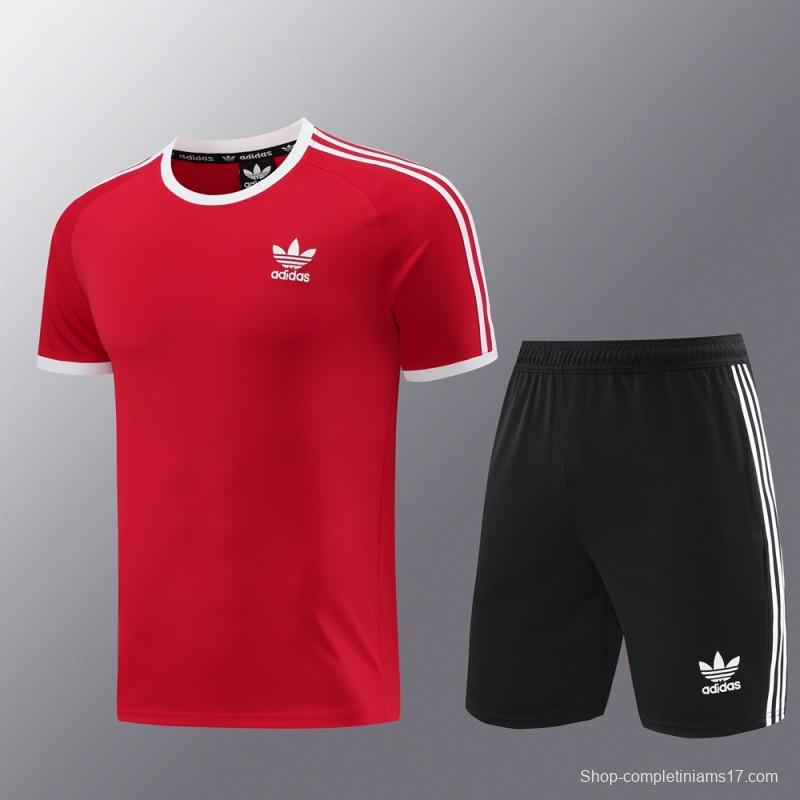 24/25 Adidas Original Red Short Sleeve Jersey+Shorts