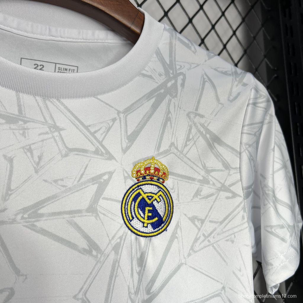 24/25 Kids Real Madrid White Pre-match Training Jersey