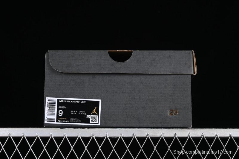 Nike Air Jordan 1 Low AJ1 Basketball Shoes in Grey Black with Red Swoosh - FZ4183-002