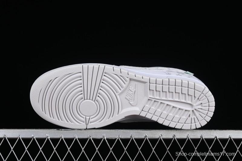 Nike SB Dunk Low Louis Vuitton Collaboration - White Grey Print High-End Custom Low-Top Casual Skate Shoes - LV0526-592