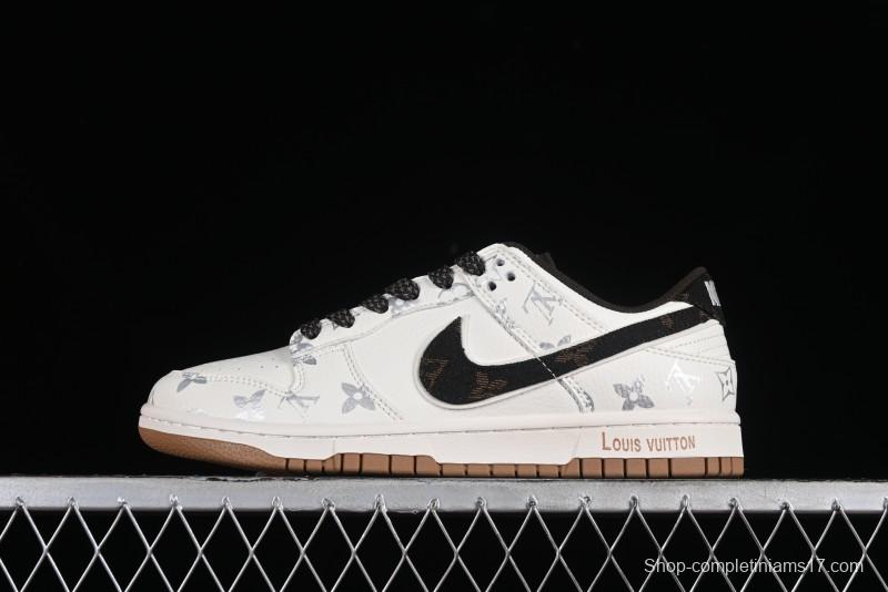 Nike Dunk Low LV Louis Vuitton - Beige Black Denim Anniversary High-End Custom Sneakers - DQ1098-341