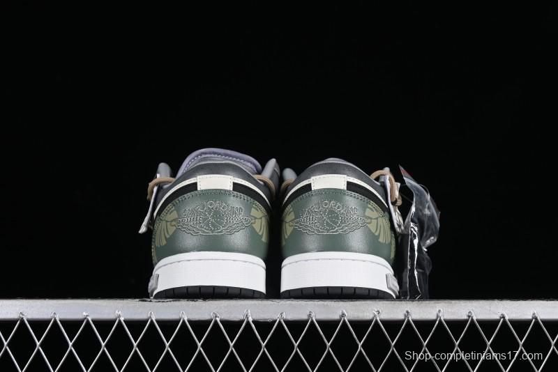 Nike Air Jordan 1 Low Customized Panda Mischief Jungle Adventure Casual Sneakers - 553558-040