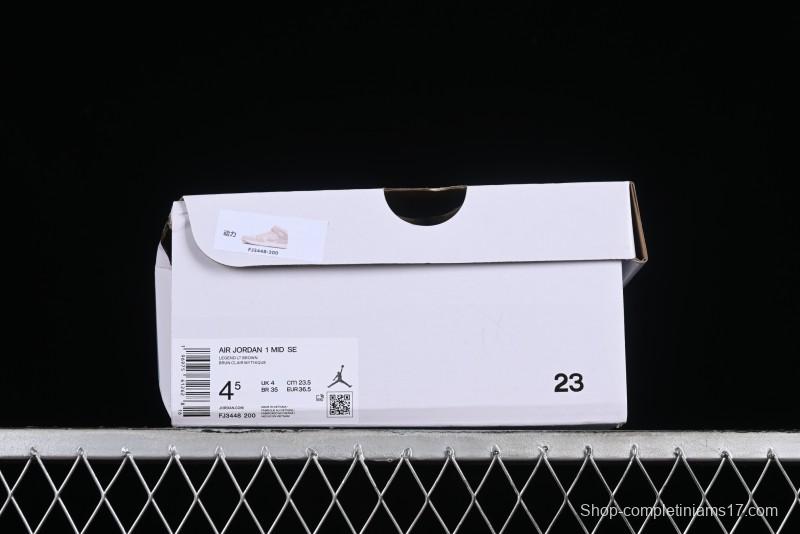 Nike Air Jordan 1 Mid AJ1 Khaki Mid-Top Basketball Shoes - FJ3448-200