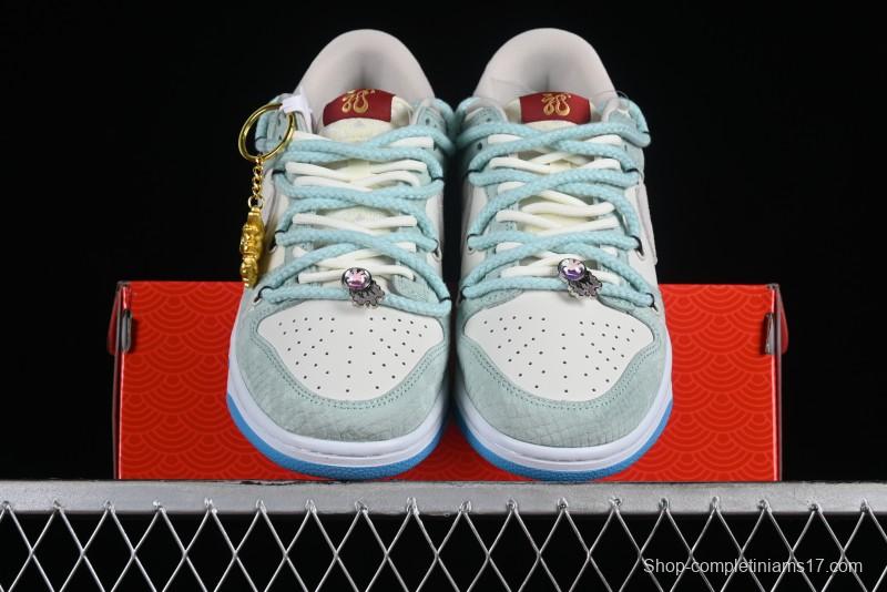 Nike SB Dunk Low Year of the Dragon Limited Edition - Gray Hook Dragon Soaring High Anniversary Premium Custom Low-Top Casual Skate Shoes - SJ2068-230