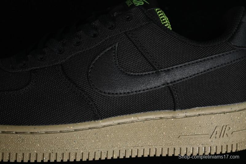 Nike Air Force 1 '07 Low Black Green Canvas Casual Sneakers - FJ4160-001