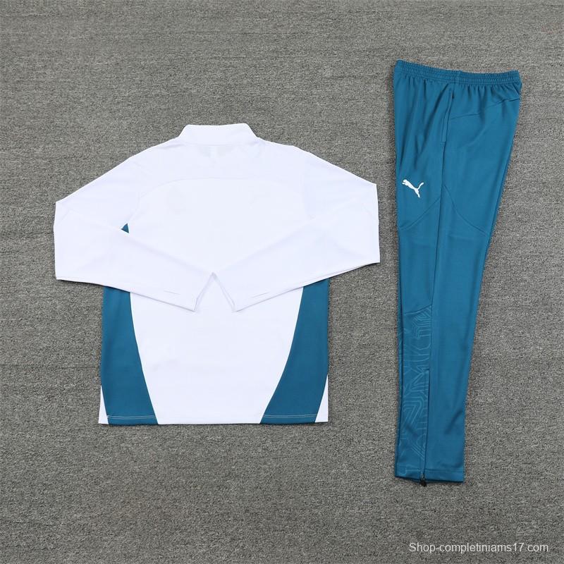 24/25 Olympique Marseille White Half Zipper Jacket+Long Pants