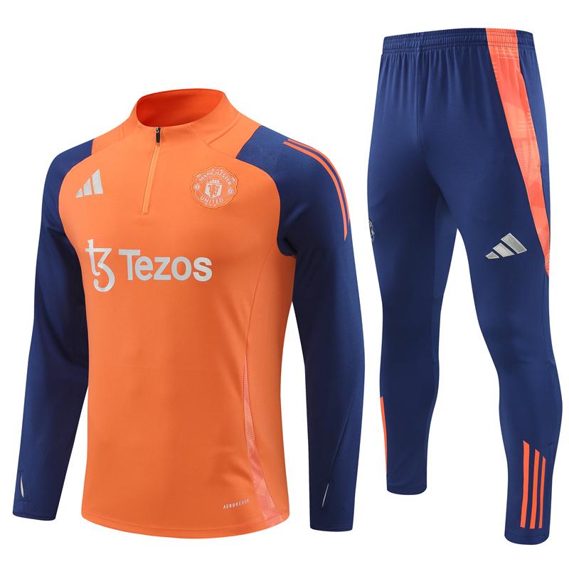 24/25 Manchester United Orange Half Zipper Jacket+Long Pants