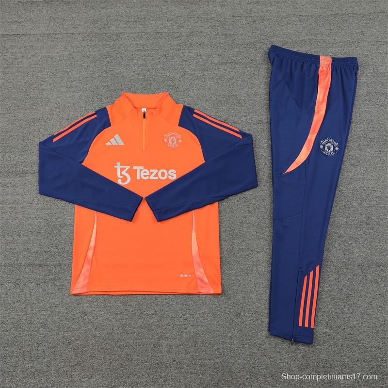 24/25 Manchester United Orange Half Zipper Jacket+Long Pants