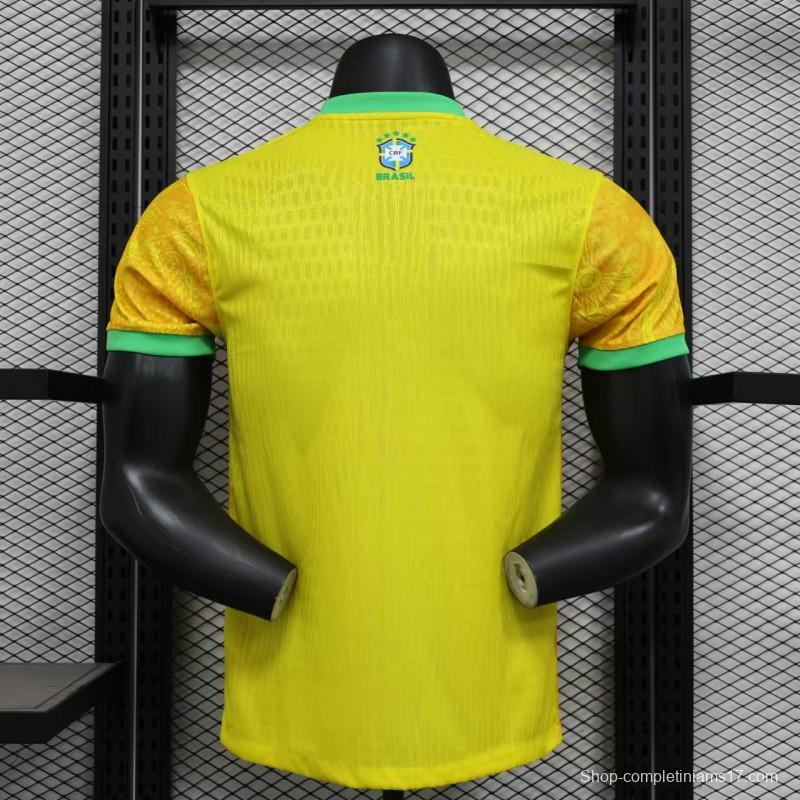 Player Version 2024 Brazil Christ Yellow Goalkeeper Special Jersey