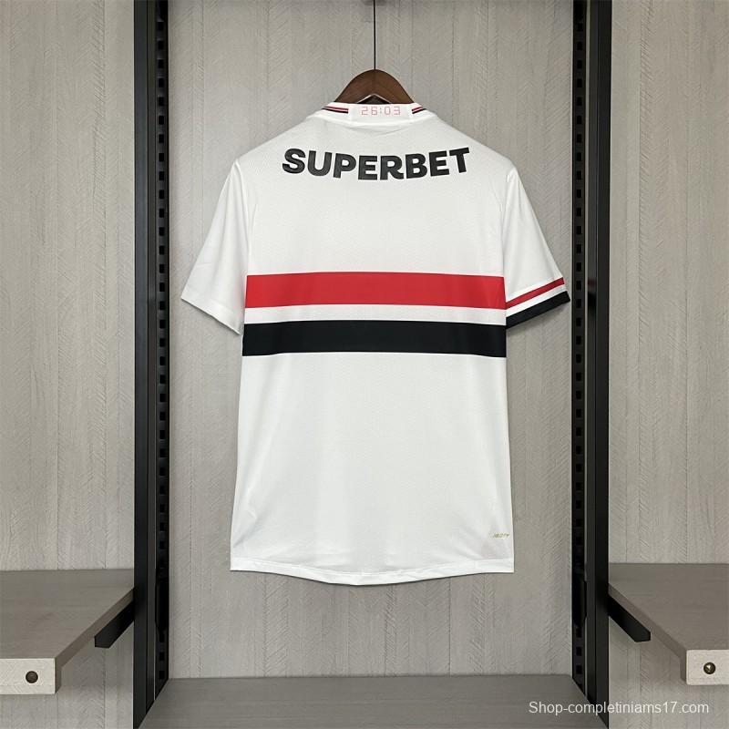 25/26 São Paulo Home Jersey With Chest Sponsor