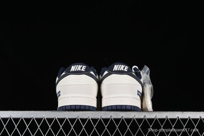 Nike SB Dunk Low Supreme Collaboration - Dark Blue Canvas Anniversary High-End Custom Low-Top Casual Skate Shoes - BB6698-511