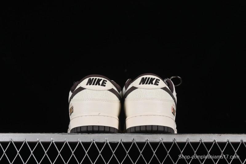 Nike SB Dunk Low Gucci Collaboration - Beige Brown Woven Fabric Anniversary High-End Custom Low-Top Casual Skate Shoes - DQ1098-375