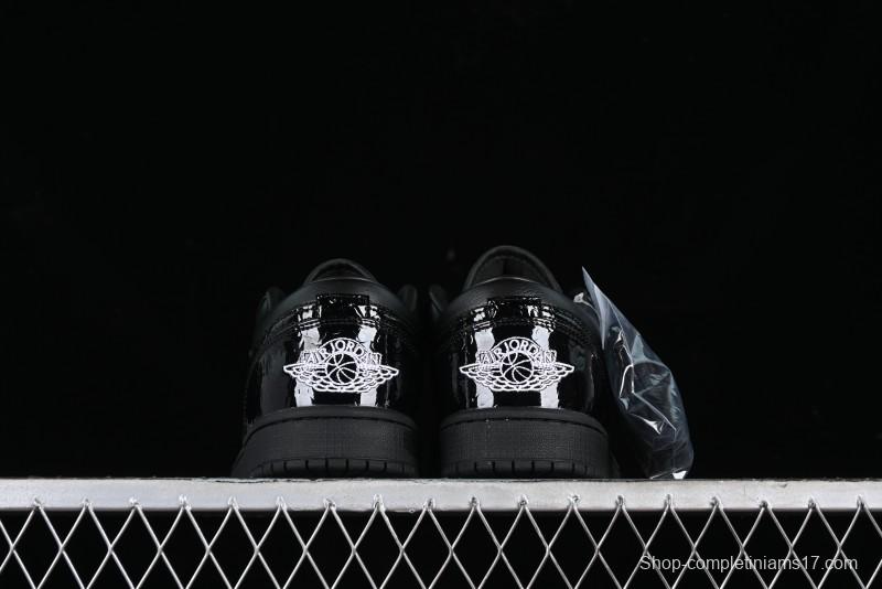 Nike Air Jordan 1 Low "Black Croc" Casual Sneakers with Crocodile-Embossed Leather - HJ7743-010