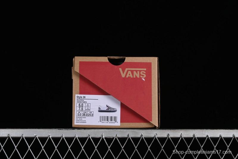 Vans Slip-On Classic Collaborative Hand-Painted Graffiti with Pink Accents and Crystal Outsole Checkerboard Slip-On - VN000CT5BPA