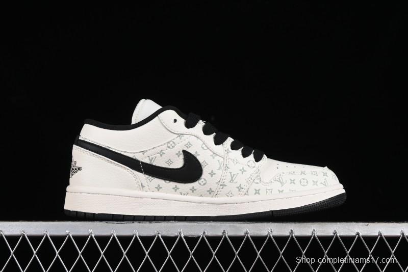 Nike Air Jordan 1 Low LV Collaboration - Printed Knight High-End Custom Low-Top Culture Basketball Shoes SJ9950-005