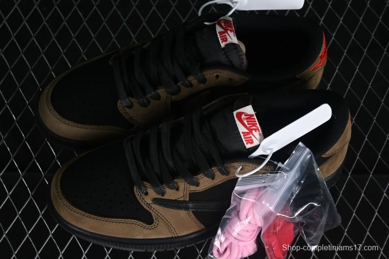 Nike Travis Scott x Air Jordan 1 Low OG AJ1 Reverse Swoosh Sneakers - DM7866-202