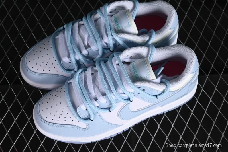 Nike Dunk Low SB Casual Sneakers in Light Blue with Sea Salt Lime Accents - FJ7743-194