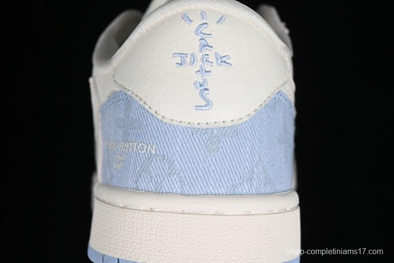 Nike Travis Scott x Fragment Design x Jordan Air Jordan 1 Low OG SP AJ1 LV Peacock Blue Low-top Casual Sneakers - LJ5188-003