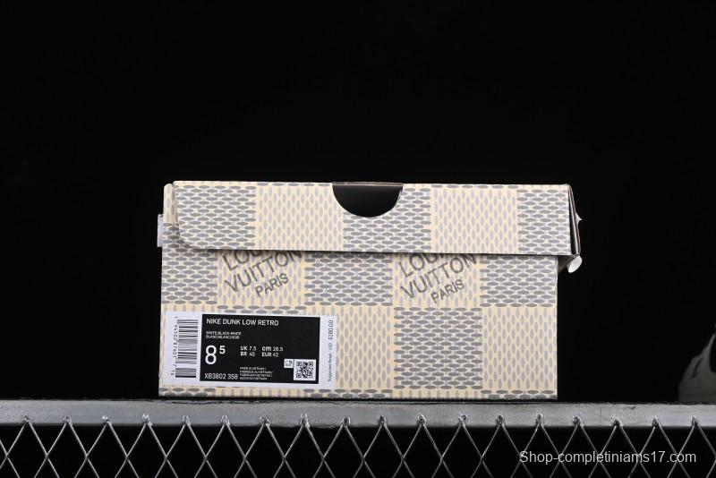 Nike SB Dunk Low LV Collaboration - Beige Black Denim Floral Anniversary High-End Custom Low-Top Casual Skate Shoes - XB3802-358