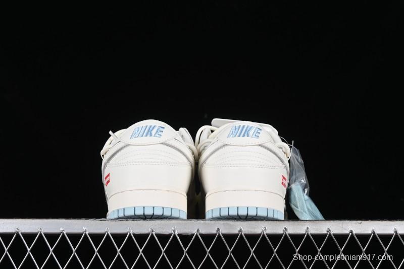 Nike SB Dunk Low Supreme Collaboration - Ice Blue Engraving Anniversary Customized Low-Top Casual Skate Shoes - JJ5688-107