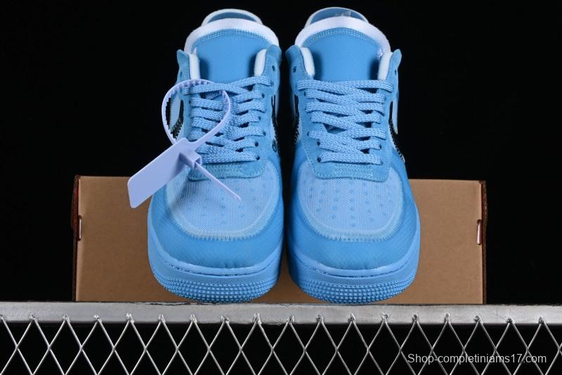 Nike Off White x Air Force 1 Low OW Collaboration Transparent Blue Casual Sneakers - AO4606-400