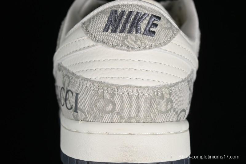 Nike SB Dunk Low Gucci Collaboration - Smoke Grey Anniversary Custom Low-Top Casual Sneakers - CF3688-003