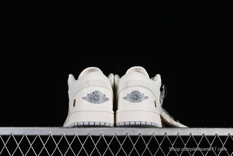 Nike Air Jordan 1 Low BAPE Collaboration - White Grey Basketball Shoes - WG8850-003