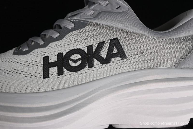 HOKA ONE ONE Bondi 8 Performance Cushioned Running Shoes with Engineered Mesh Upper - 1123202 SHMS