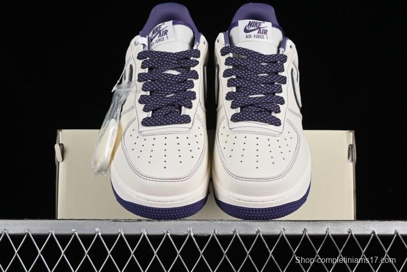 Stussy x Nike Air Force 1 '07 Low Retro Casual Sneakers with Reflective Military Purple - UN1635-222