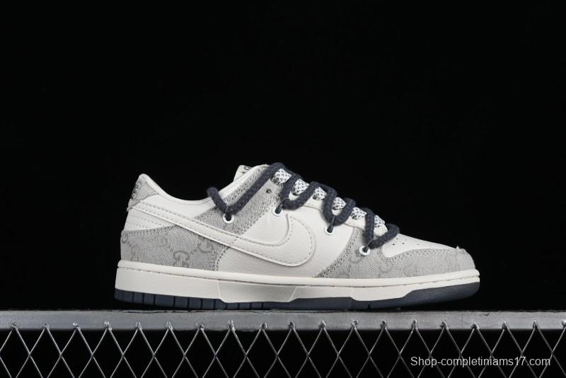 Nike SB Dunk Low Gucci Collaboration - Lace-Up Ash Anniversary High-End Custom Low-Top Casual Sneakers - SJ2068-263