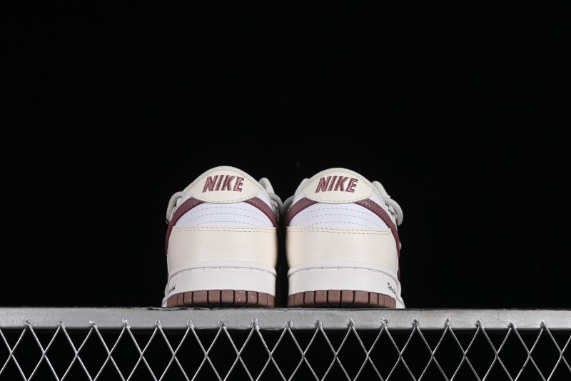 Nike Dunk Low Next Nature SB Lace-Up Low-Top Casual Sneakers in Cream Dark Brown - DD1873-103