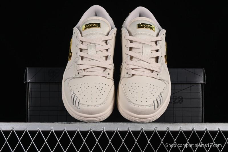 Nike Air Jordan 1 Low "Method of Make" Casual Sneakers in White Gold - FN5032-200